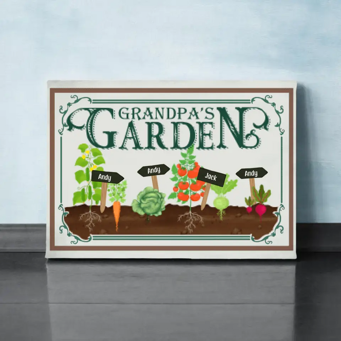 Grandpa's Garden - Personalized Gifts for Gardeners - Custom Canvas for Family and Dad