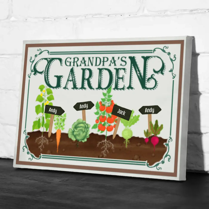 Grandpa's Garden - Personalized Gifts for Gardeners - Custom Canvas for Family and Dad