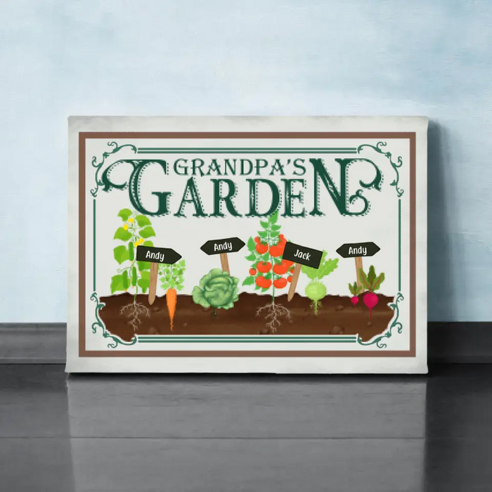 Grandpa's Garden - Personalized Gifts for Gardeners - Custom Canvas for Family and Dad