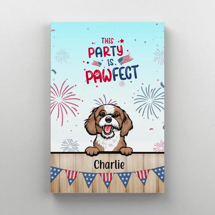 Personalized Canvas, Cute Dog And Cat Peeking For 4th Of July, Custom Gift For Dog Lovers, Cat Lovers