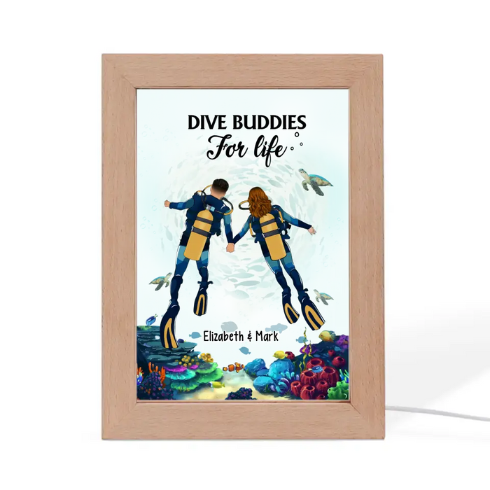 Dive Buddies For Life - Personalized Gifts Custom Photo Frame Lamp for Couples, Scuba Diving Lovers