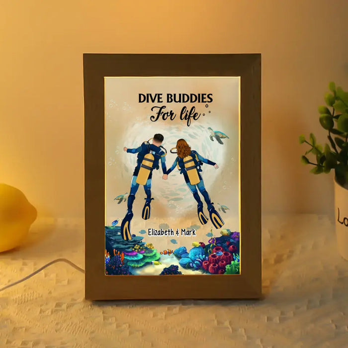 Dive Buddies For Life - Personalized Gifts Custom Photo Frame Lamp for Couples, Scuba Diving Lovers