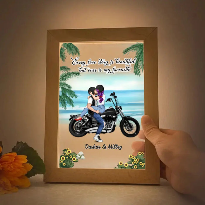 Every Love Story Is Beautiful But Ours Is My Favorite - Personalized Gifts Custom Photo Frame Lamp for Riding Couples, Motorcycle Lovers