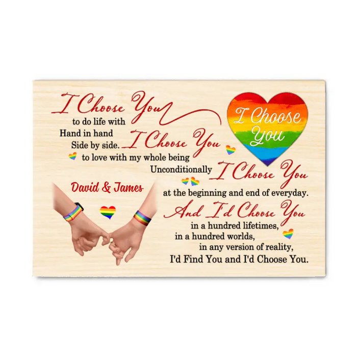 I Choose You To Do Life With - Personalized Canvas For Couples, For Him, For Her, LGBT