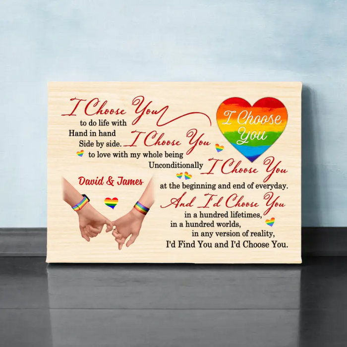 I Choose You To Do Life With - Personalized Canvas For Couples, For Him, For Her, LGBT