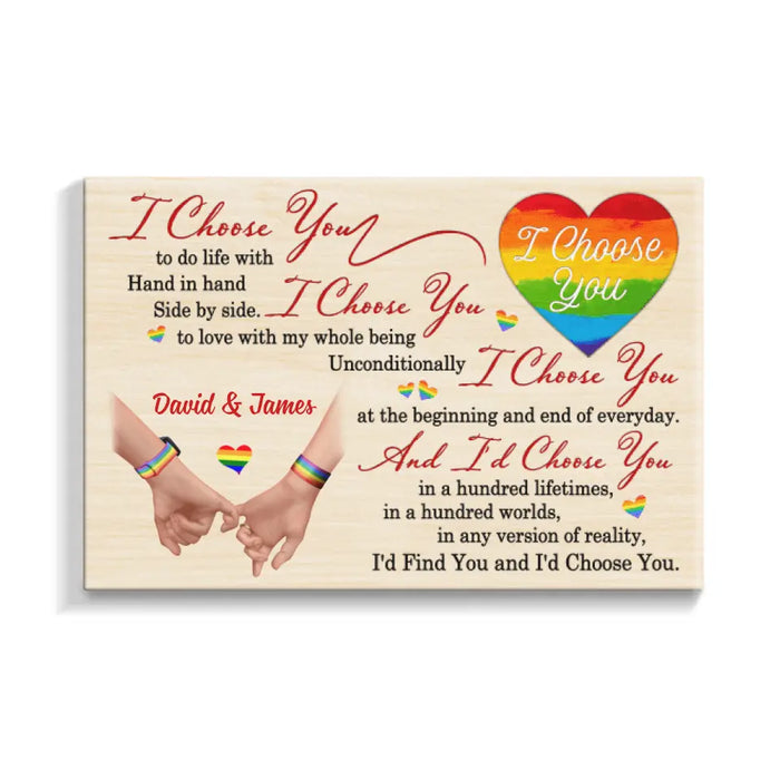 I Choose You To Do Life With - Personalized Canvas For Couples, For Him, For Her, LGBT