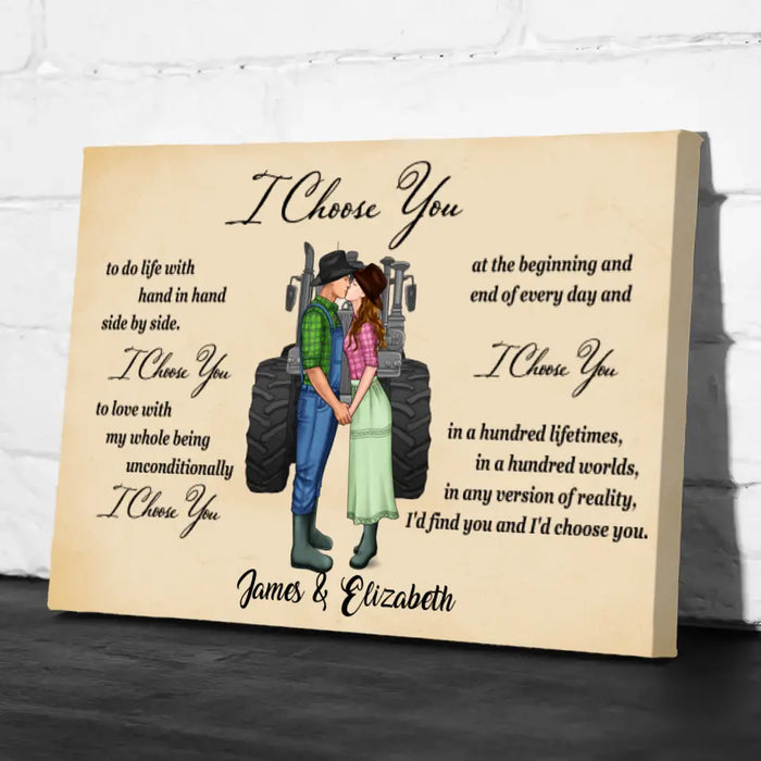 Farmer Couple I Choose You - Personalized Canvas For Him, For Her, Farmer