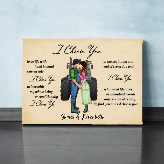 Farmer Couple I Choose You - Personalized Canvas For Him, For Her, Farmer