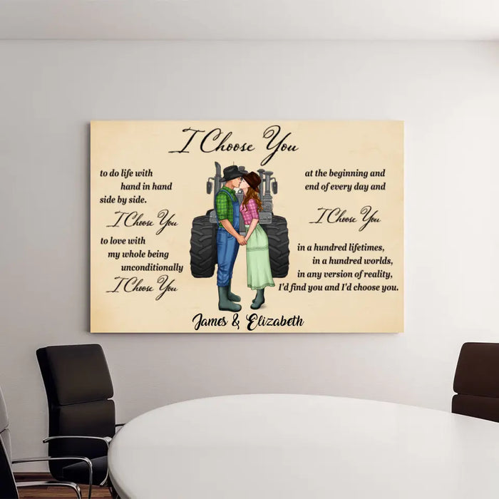 Farmer Couple I Choose You - Personalized Canvas For Him, For Her, Farmer