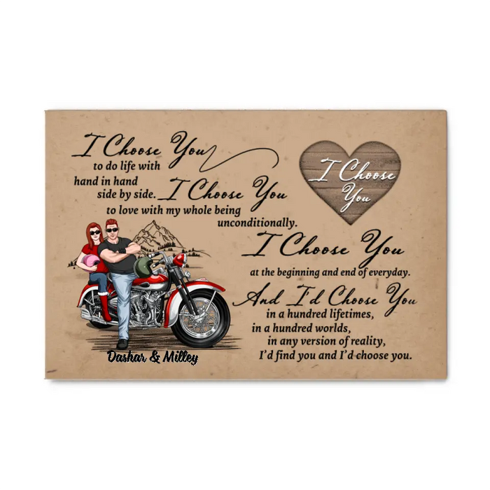 I Choose You Motorcycle Couple - Personalized Canvas For Him, Her, Motorcycle Lovers, Valentine's Day