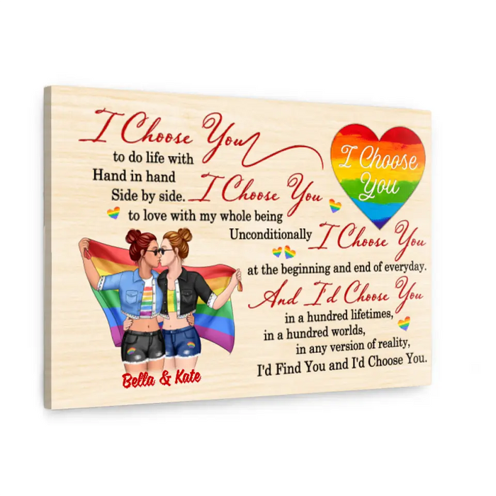 LGBT Couple I Choose You - Personalized Canvas For Her, For Him, LGBT