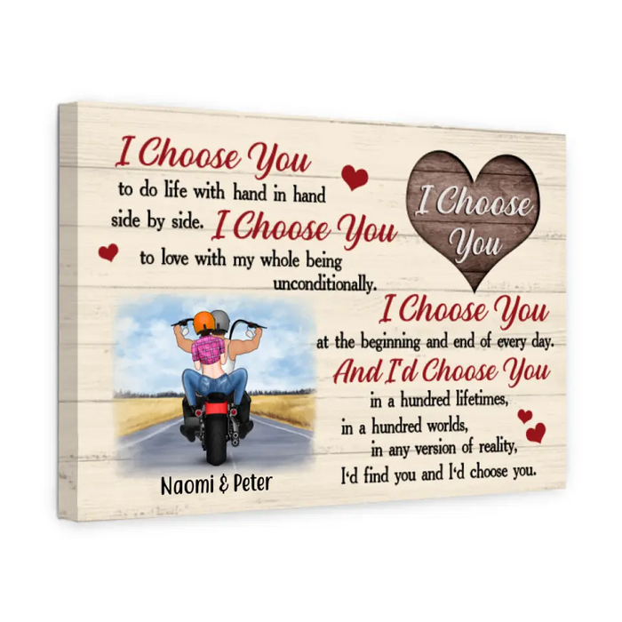 Personalized Canvas, I Choose You To Do Life With, Motorbike Couple, Gifts For Motorcycle Lovers