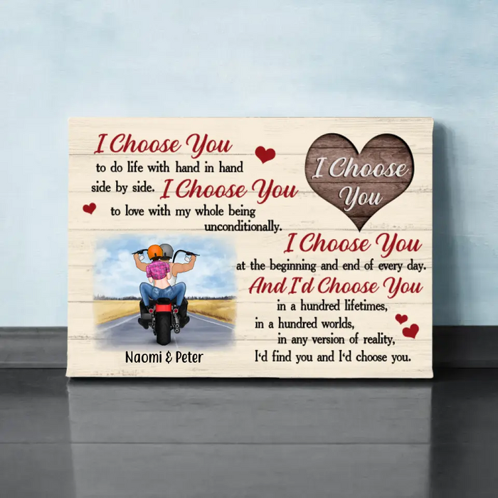 Personalized Canvas, I Choose You To Do Life With, Motorbike Couple, Gifts For Motorcycle Lovers