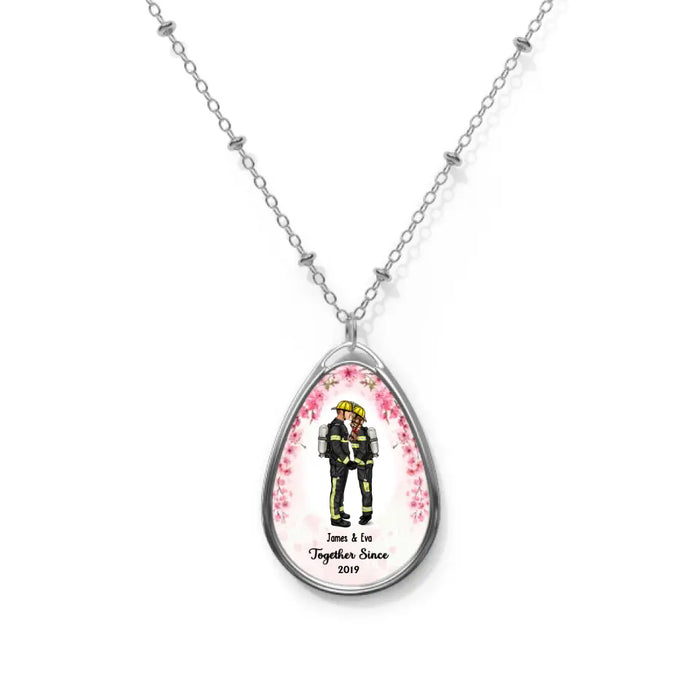 Together Since Year - Personalized Gifts Custom Necklace for Firefighter Nurse Police Military Couples