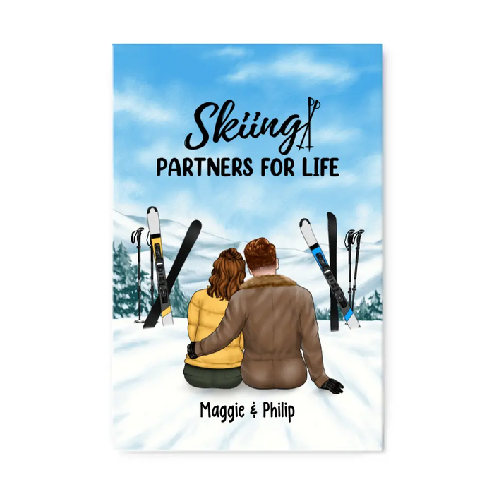 Skiing Partners For Life - Personalized Canvas For Couples, For Her, For Him, Skiing