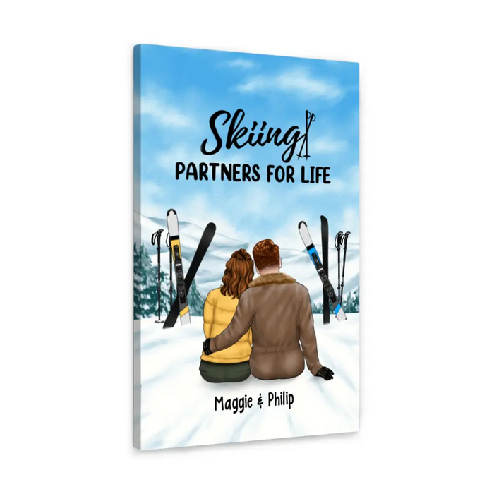 Skiing Partners For Life - Personalized Canvas For Couples, For Her, For Him, Skiing
