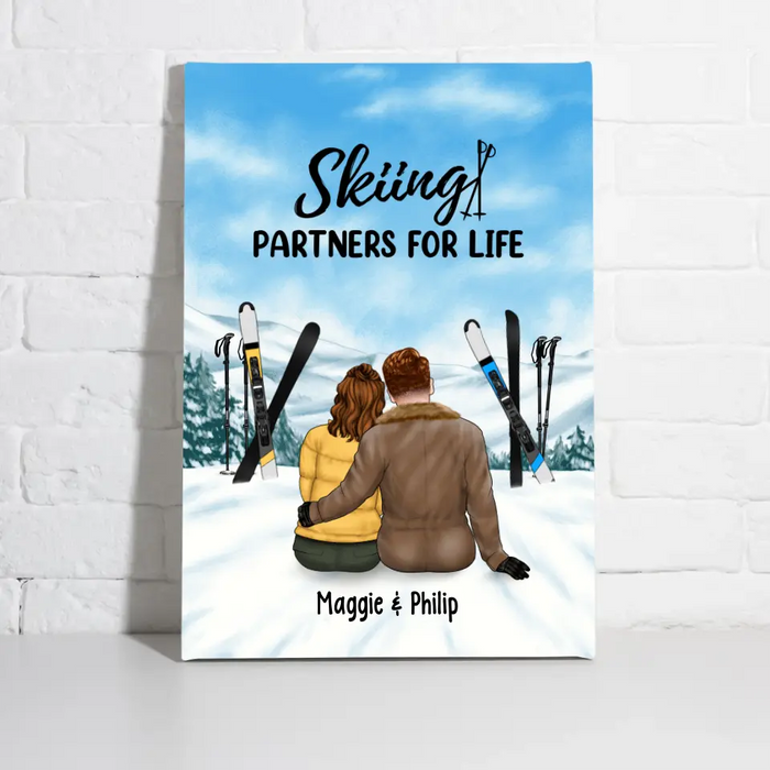 Skiing Partners For Life - Personalized Canvas For Couples, For Her, For Him, Skiing