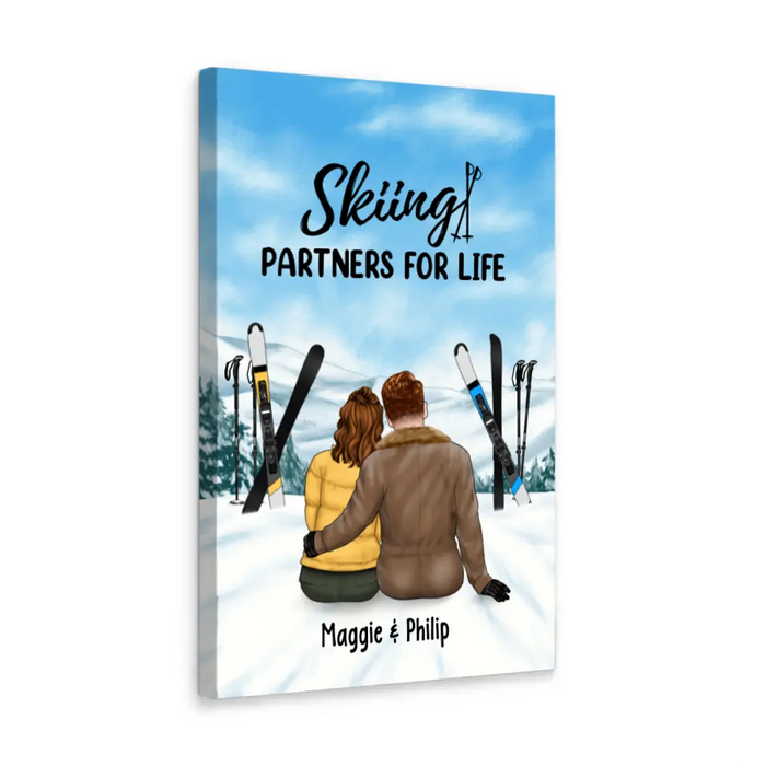 Skiing Partners For Life - Personalized Canvas For Couples, For Her, For Him, Skiing