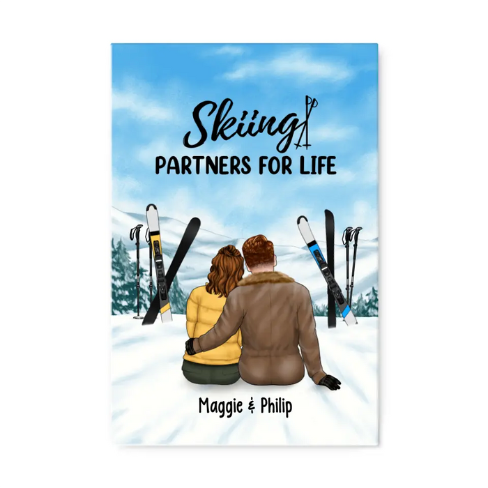 Skiing Partners For Life - Personalized Canvas For Couples, For Her, For Him, Skiing
