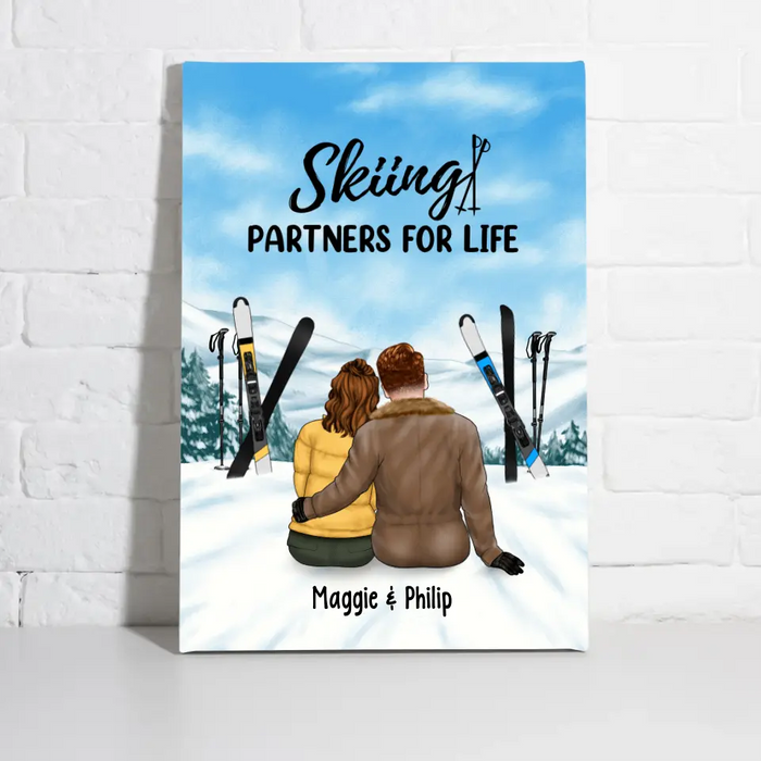 Skiing Partners For Life - Personalized Canvas For Couples, For Her, For Him, Skiing