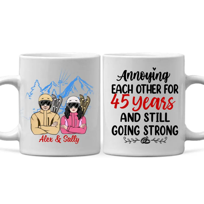 Older Couple Annoying Each Other For - Personalized Mug For Couples, Her, Him, Skiing, Anniversary