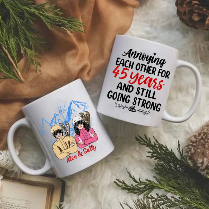 Older Couple Annoying Each Other For - Personalized Mug For Couples, Her, Him, Skiing, Anniversary