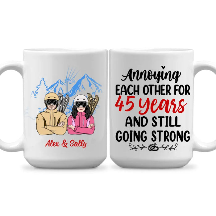 Older Couple Annoying Each Other For - Personalized Mug For Couples, Her, Him, Skiing, Anniversary