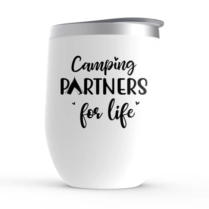 Personalized Wine Tumbler, Man Camping With Dogs, Gift For Campers, Gift For Dog Lovers