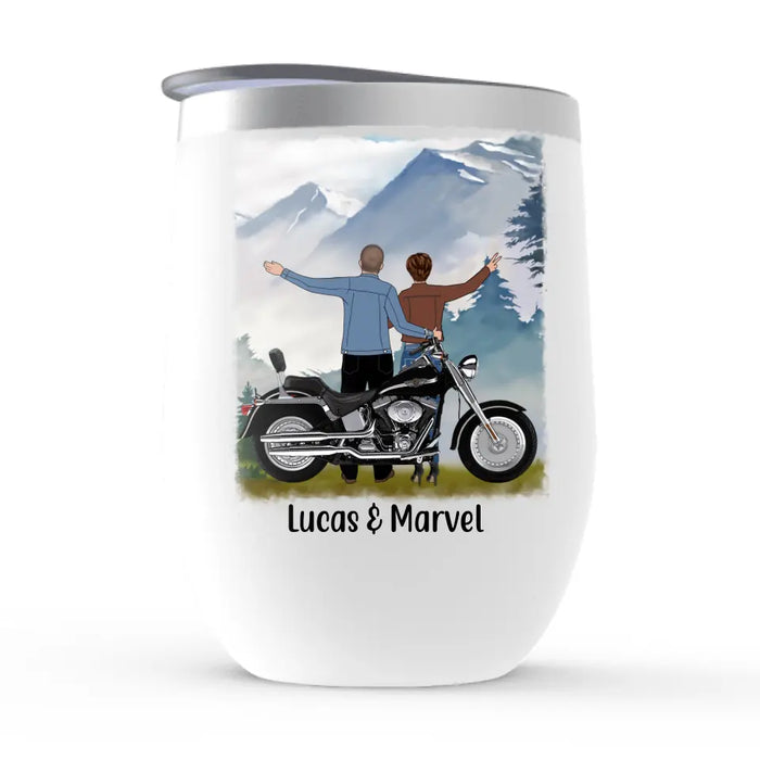 Personalized Wine Tumbler, Riding Partners For Life, Gift For Motorcycle Lovers