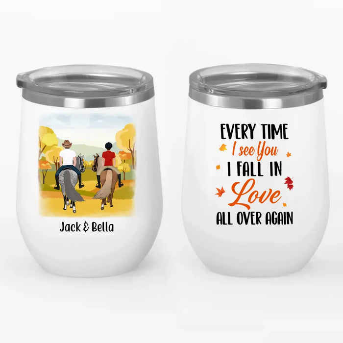 Personalized Wine Tumbler, Fall Horseback Riding Partners, Gifts For Horse Riding Lovers