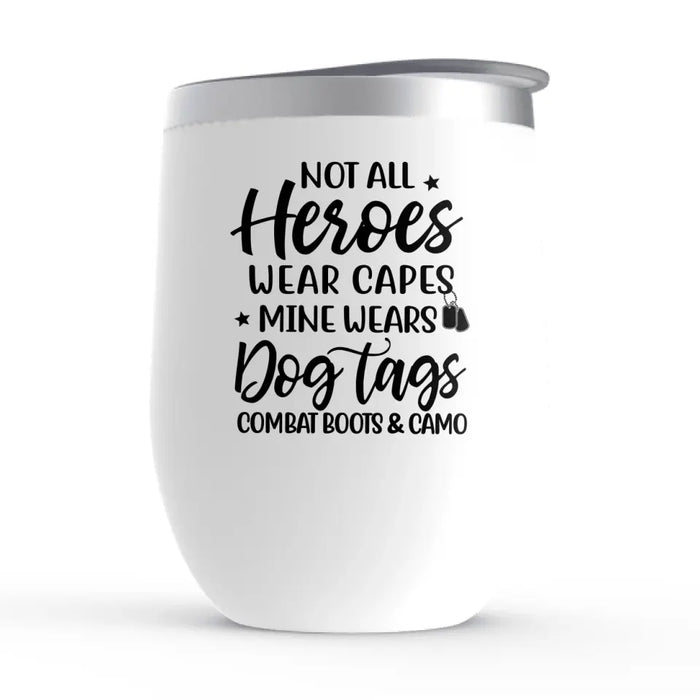 Personalized Wine Tumbler, Military Dog Tag, Combat Boots And Camo, Gifts For People In The Military