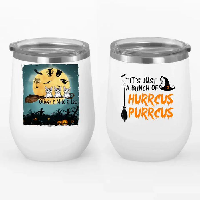 Personalized Wine Tumbler, Buckle Up Buttercup, Up To 3 Cats, Halloween Gift For Cat Lovers