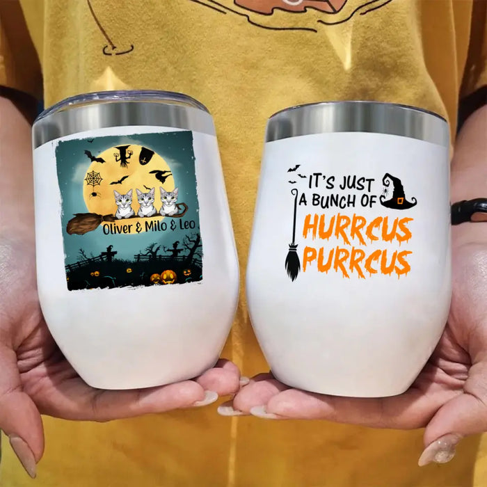 Personalized Wine Tumbler, Buckle Up Buttercup, Up To 3 Cats, Halloween Gift For Cat Lovers