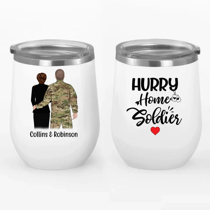 Personalized Wine Tumbler, Military Couple and Friends, Gift For Him, Her