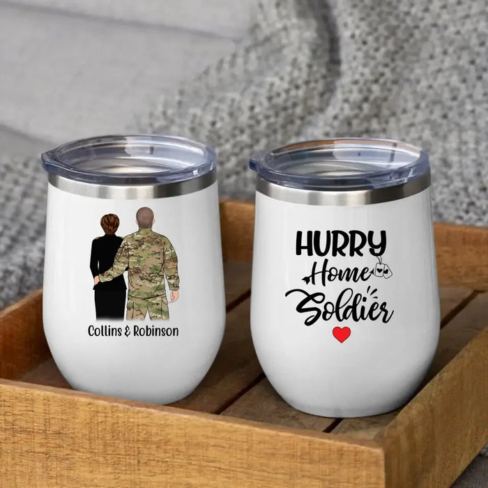 Personalized Wine Tumbler, Military Couple and Friends, Gift For Him, Her