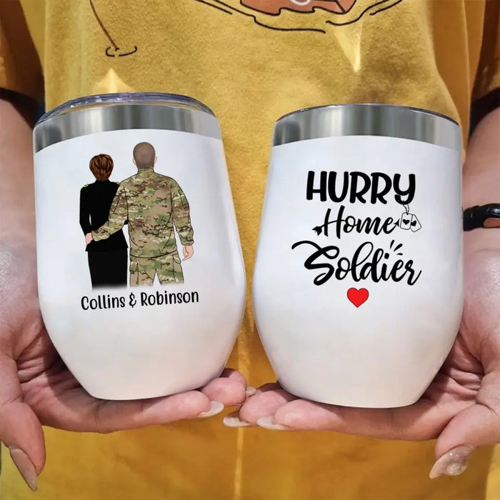 Personalized Wine Tumbler, Military Couple and Friends, Gift For Him, Her