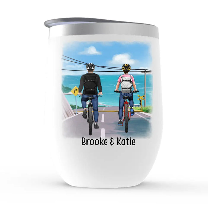 Personalized Wine Tumbler, Cycling Partners and Friends, Gift For Cycling Lovers