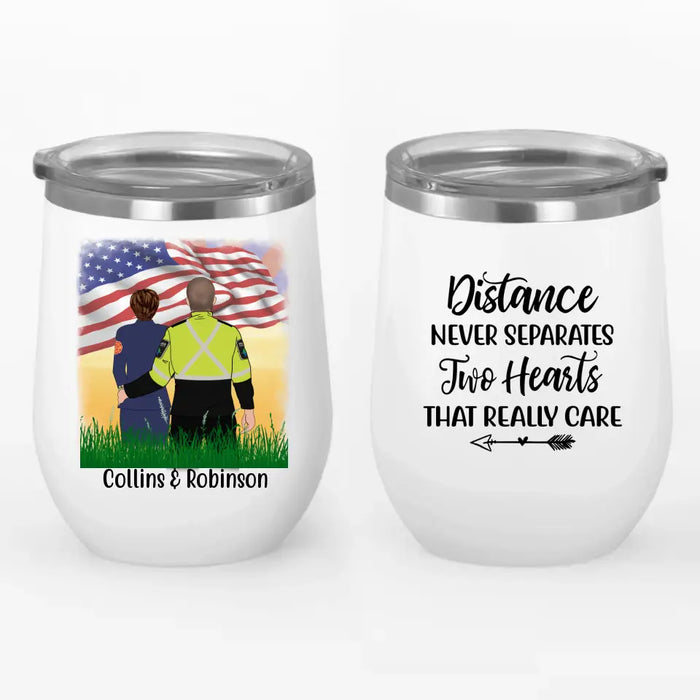 Personalized Wine Tumbler, First Responder Couple and Friends - Gift For First Responders Police Firefighter Nurse EMT Paramedic