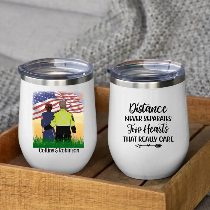 Personalized Wine Tumbler, First Responder Couple and Friends - Gift For First Responders Police Firefighter Nurse EMT Paramedic