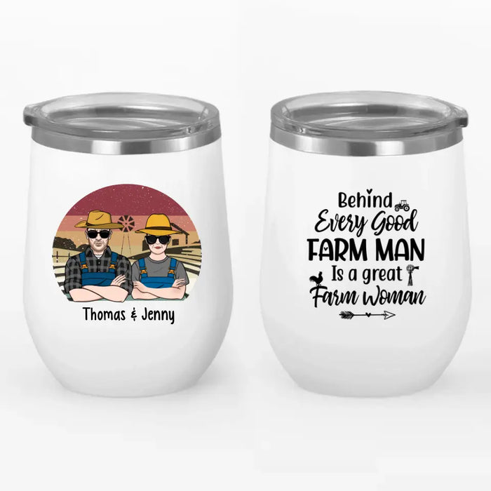 Personalized Wine Tumbler, Farming Couple, Old Farmers, Gifts For Farmers