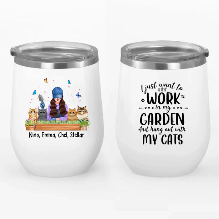 Personalized Wine Tumbler, Life Is Better With Plants And Cats, Gift For Gardeners And Cat Lovers