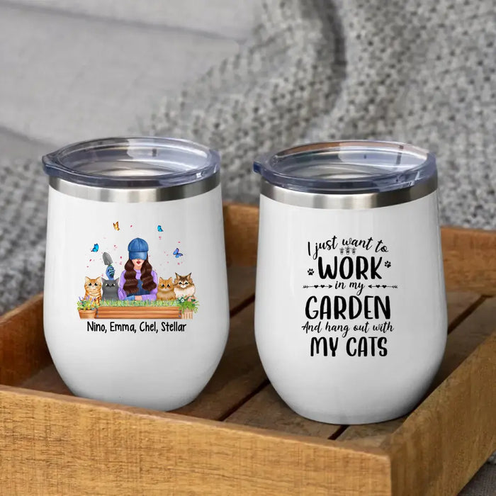 Personalized Wine Tumbler, Life Is Better With Plants And Cats, Gift For Gardeners And Cat Lovers