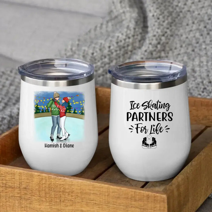 Personalized Wine Tumbler, Ice Skating Partners for Life, Gift for Ice Skating Couple