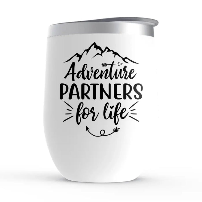 Personalized Wine Tumbler, Up To 5 Girls, Adventure Partners For Life, Chibi Sisters, Gift For Sisters, Friends, Sports Car Fans