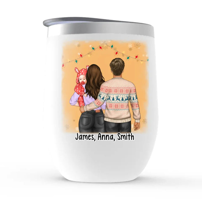 Personalized Wine Tumbler, Baby First Christmas - Our First Christmas Together, Christmas Gift For Family