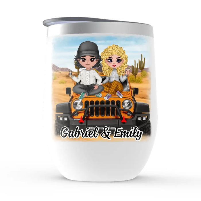 Adventure Partners For Life - Personalized Wine Tumbler For Couples, Off-Road Lovers, Valentine's Day