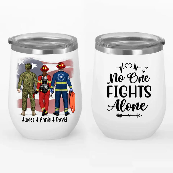 Saving Lives Together - Personalized Wine Tumbler Firefighter, EMS, Police Officer, Military, Nurse