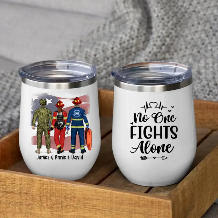 Saving Lives Together - Personalized Wine Tumbler Firefighter, EMS, Police Officer, Military, Nurse