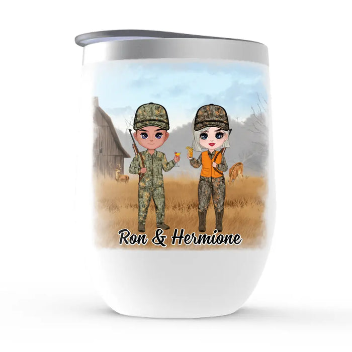 Hunting Is My Favorite Season - Personalized Wine Tumbler For Couples, Him, Her, Friends, Hunting