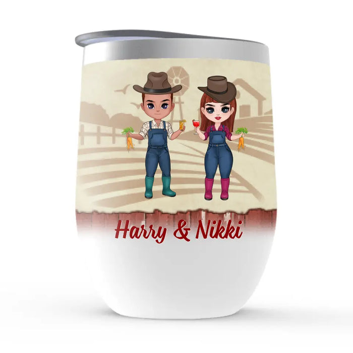 Farming Partners For Life - Personalized Wine Tumbler For Him, Her, Couples, Friends, Farmer